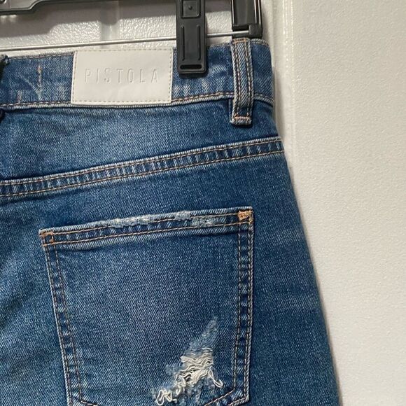 Pistola Distressed Button Fly Jeans Raw cut out Hem size 25 - Picture 6 of 11